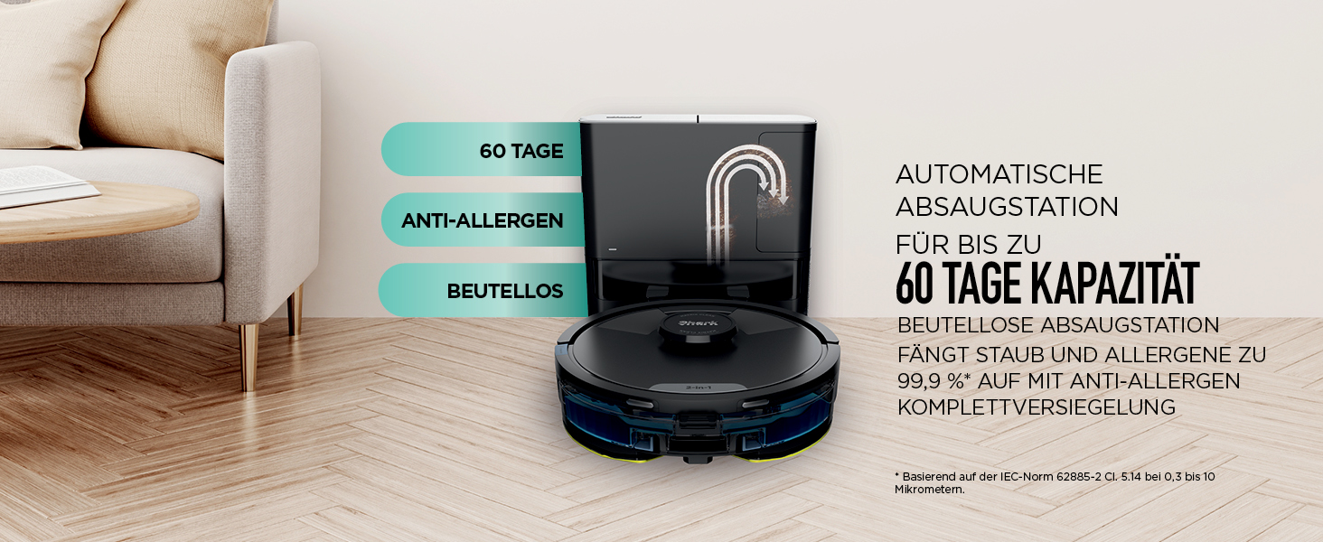 Робот-пилосос Shark Matrix Plus 2-в-1 з функцією миття та авто-збірником пилу, самоочищуючийся, для шерсті тварин, килимів та твердих підлог, 14,5 см, чорний