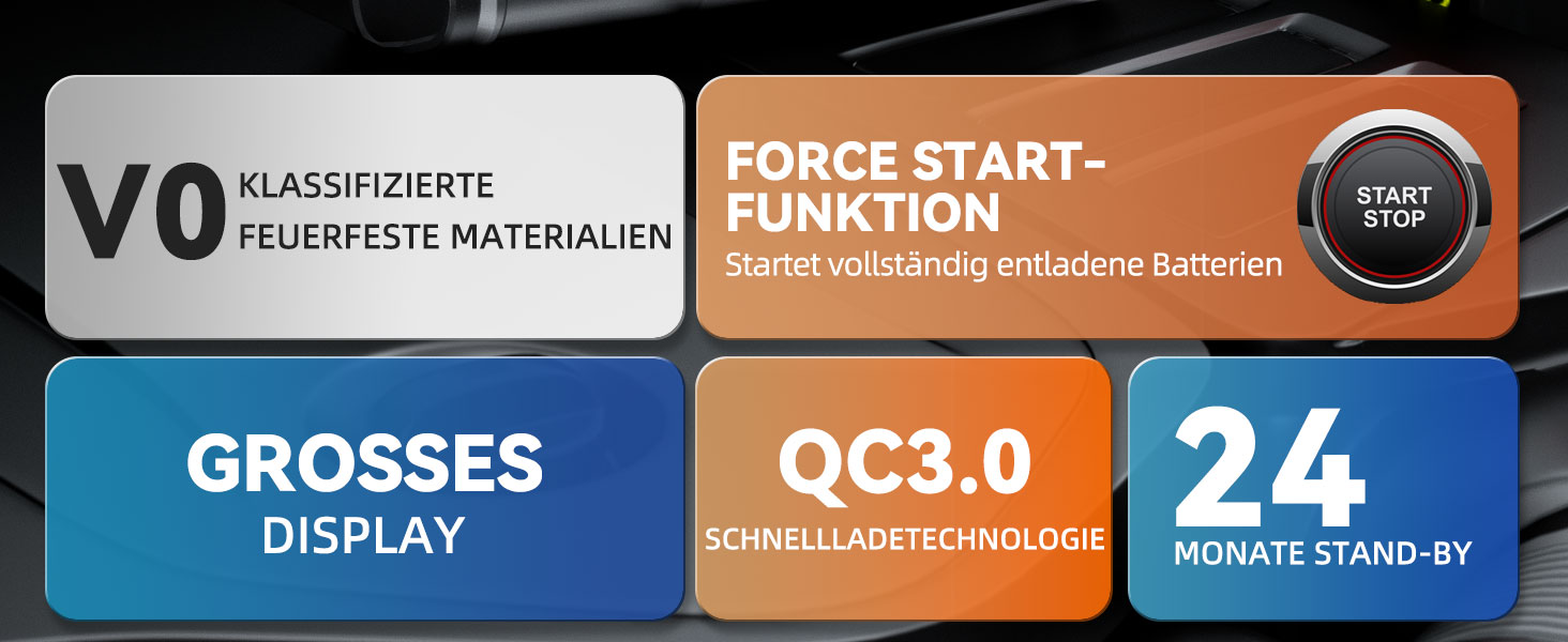 Powerbank Starthilfe 7000A: портативний пусковий пристрій для авто 12V (бензин, дизель до 12.0L), з LED ліхтариком та USB зарядкою, сріблястий