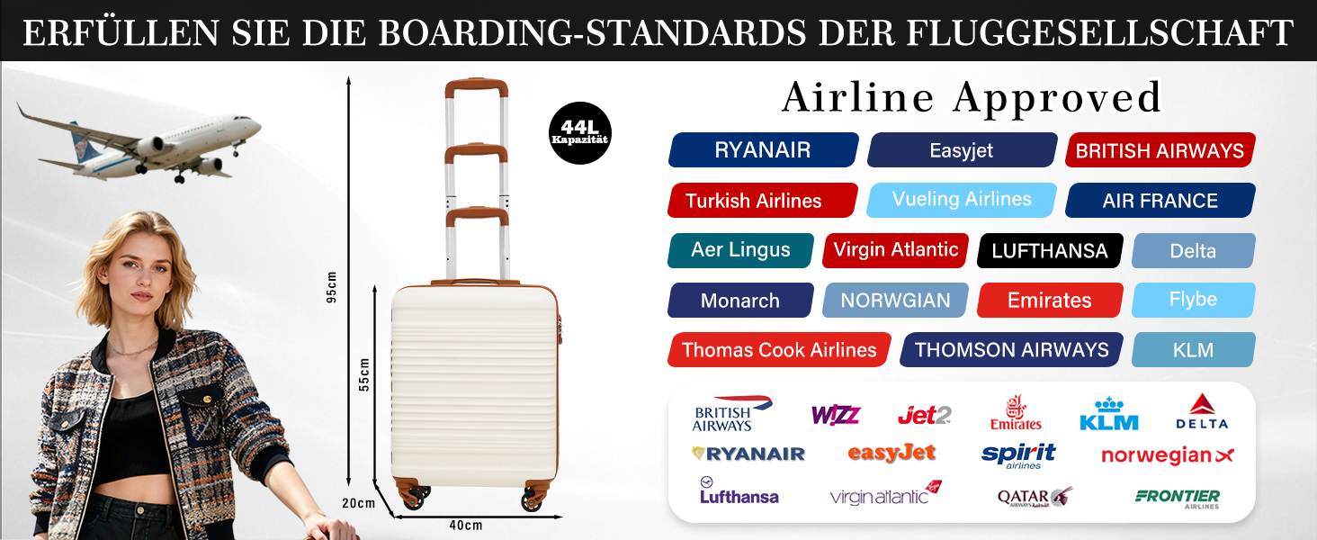 Набір валіз COOLIFE для ручної поклажі (55x35x20cm + 40x25x20cm) з TSA замком, 4 колеса, ABS, жовто-чорний колір