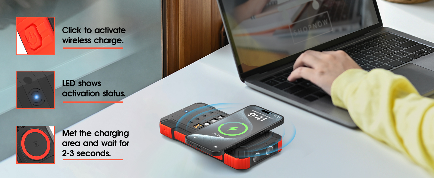 Power Bank 50000mAh з кабелем, портативний акумулятор для телефону з LED-дисплеєм, швидка зарядка USB-C PD 20W та QC 22.5W, 2 входи/5 виходів, для планшетів, телефонів, подорожей, кемпінгу (Помаранчевий)
