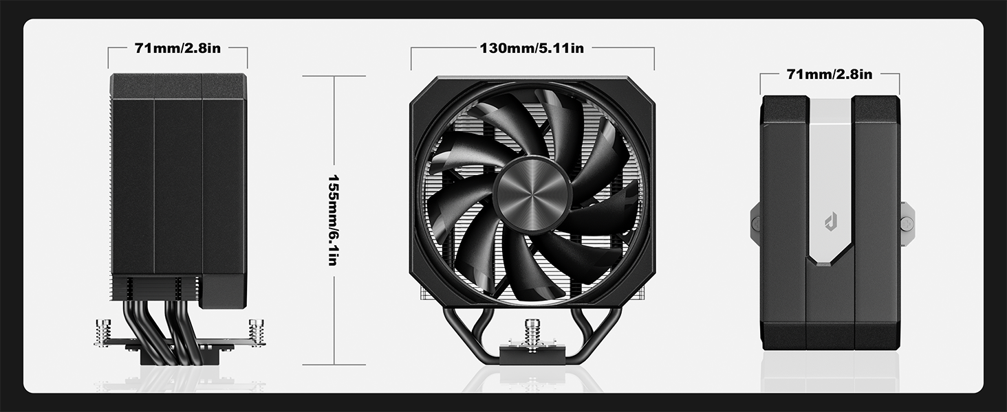 upHere Кулер для CPU з ARGB підсвічуванням, 4 теплові трубки, 120мм вентилятор, сумісний з AMD AM4 AM5/Intel 2011/2066, ПК кулер up1KC4