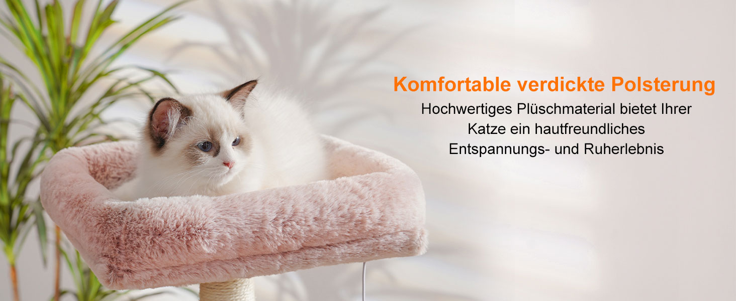 Котячий будиночок Heybly з щіткою для котів, котячий будиночок для домашніх котів з оббитою м'якою стійкою, котячий когтетоп з кошиком, когтеточкою та когтедровом, HCT005SG (коричнево-бежевий)