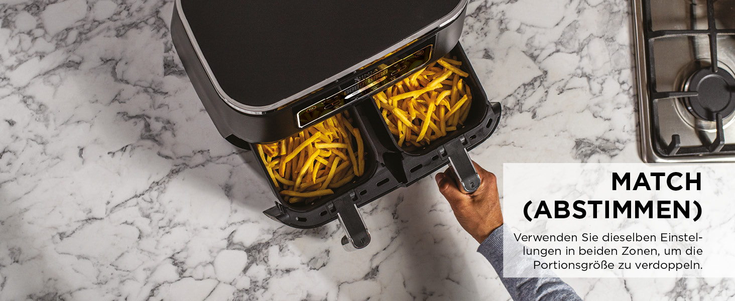 Фритюрниця повітряна Ninja Foodi Dual Zone AF200EU, 7.6 л, 2 відсіки, 4-в-1, без олії, з антипригарним покриттям