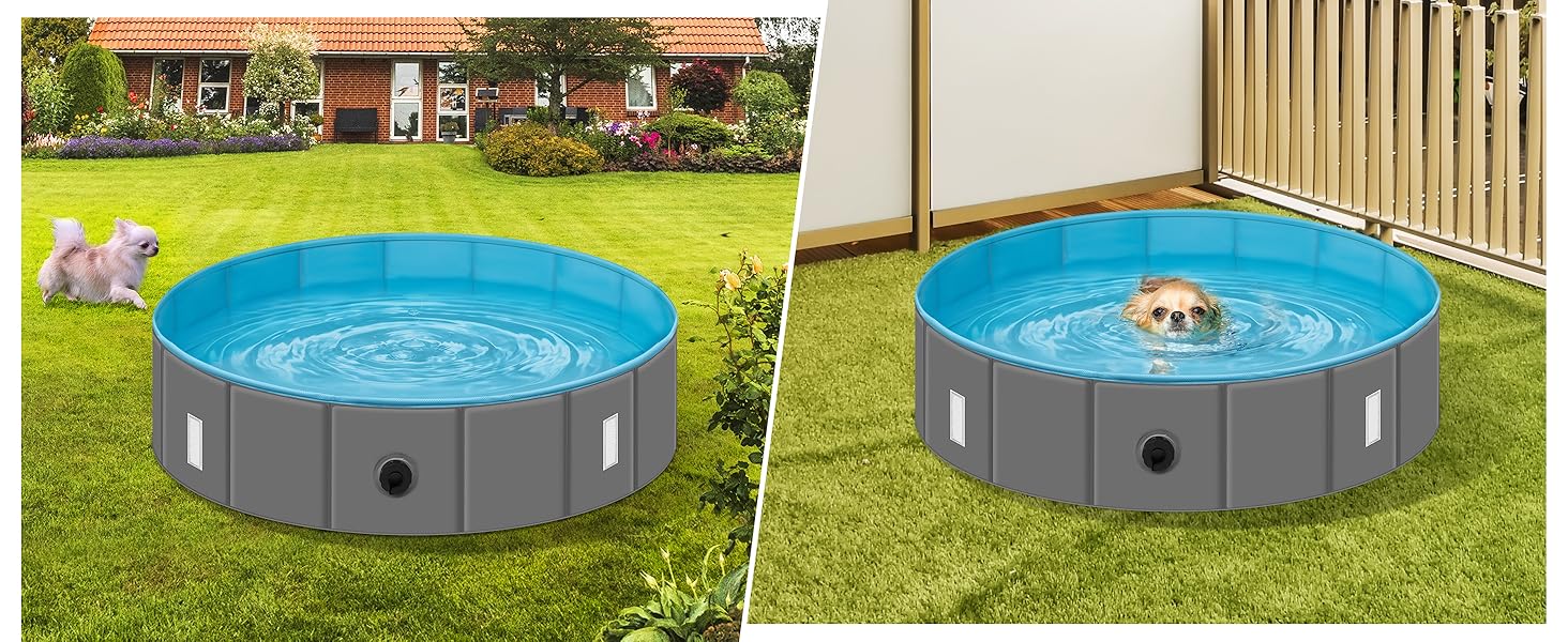 Басейн для собак великих порід EUGAD 120x30 см з кришкою. ПВХ басейн для плавання собак, антиковзаюча поверхня