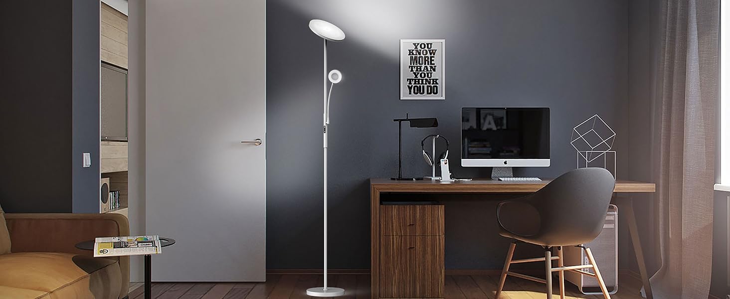 LED-підлогова лампа Modlicht 35W з регулюванням яскравості, чорна, 4200LM, з пультом та сенсорним керуванням, 3000-6000K, для вітальні, спальні, офісу
