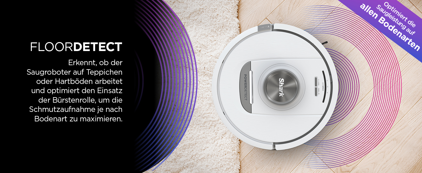 Робот-пилосос Shark PowerDetect з базою самоочищення, самостійно спустошується до 60 днів, для шерсті тварин, килимів та твердих підлог, з 3D- та LiDAR-навігацією, 14,5 см заввишки, білий