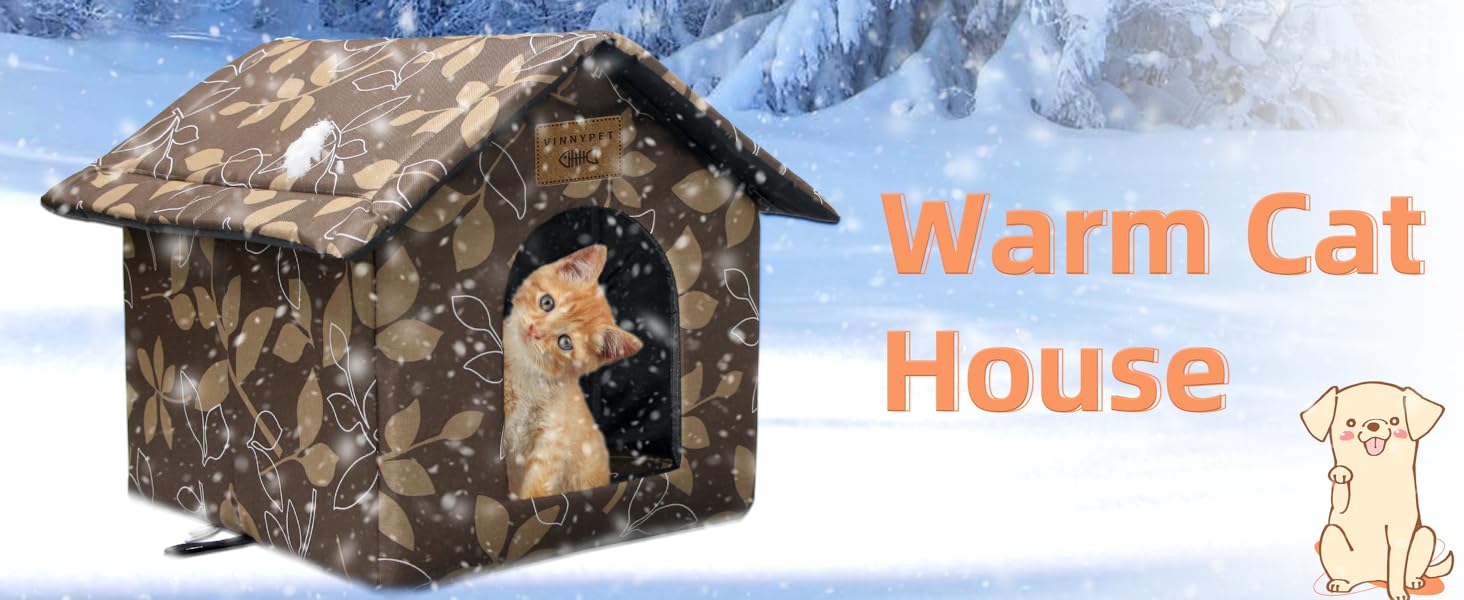 Vinnypet Outdoor Cat House - Winterproof, Waterproof, Warm Pet Shelter with Plush Cushion - Dog House, Stray Animal Shelter - 40x35x40cm Grey