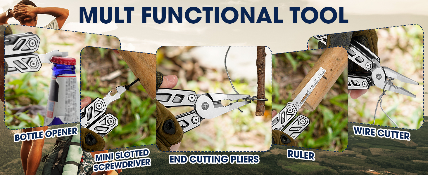 BIBURY Multitool - Titanium Multi-Tool Set with Pliers, Screwdriver, for Men & Women, Outdoor, Camping, Hunting, Fishing & Hiking