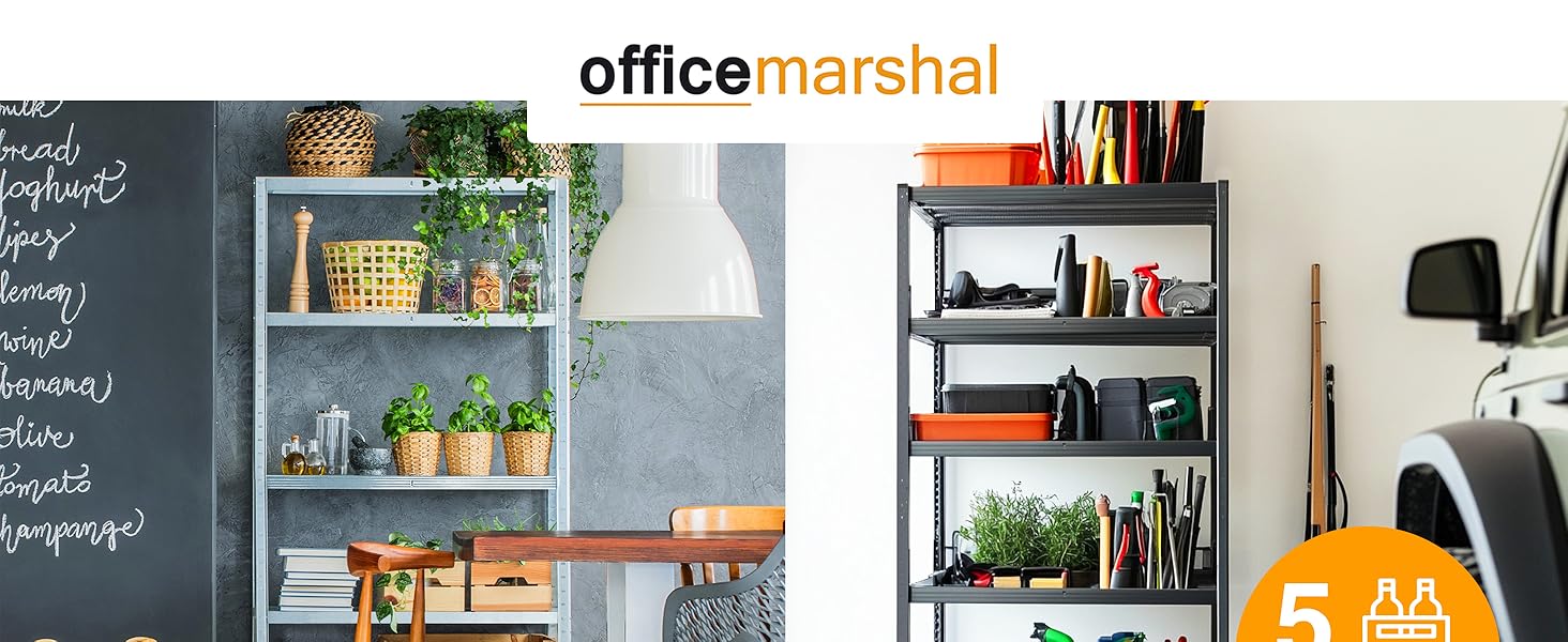 OfficeMarshal Heavy-Duty Shelving Unit - Black (150 x 75 x 30 cm)