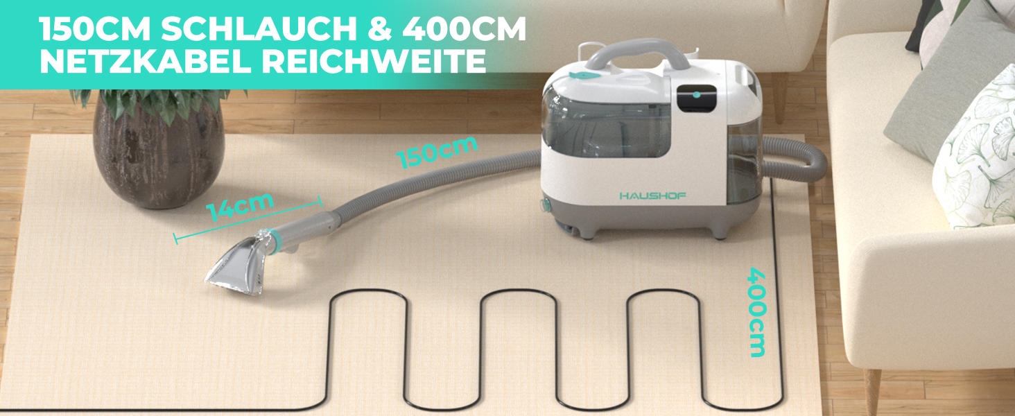 Пылесос с функцией пара HAUSHOF StainZapper Vapo: для коврів, диванів, авто. Очищувач з підігрівом та високою температурою. З миючим засобом.