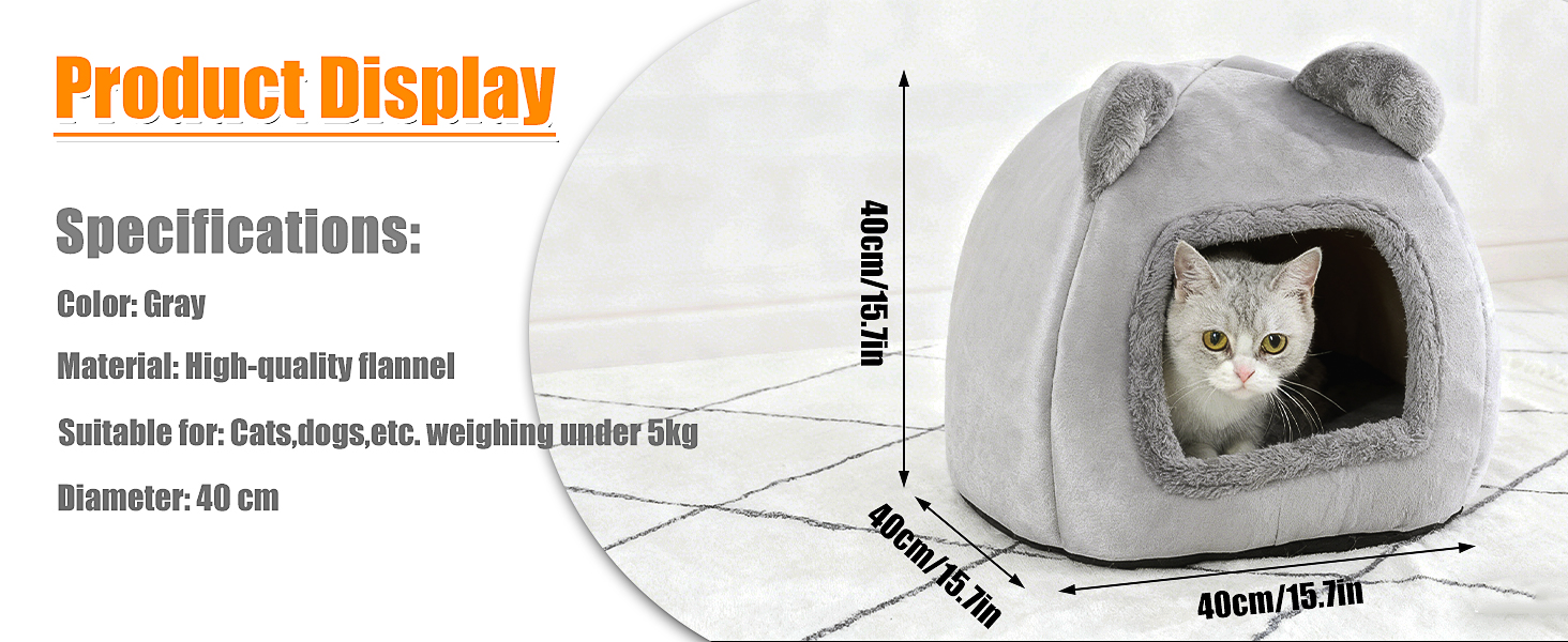 Кігтеточка-будиночок для котів, 40 см, сірий. М'яке ліжко з антиковзким дном та знімним матрацом. Підходить для котів та собак вагою до 5 кг.