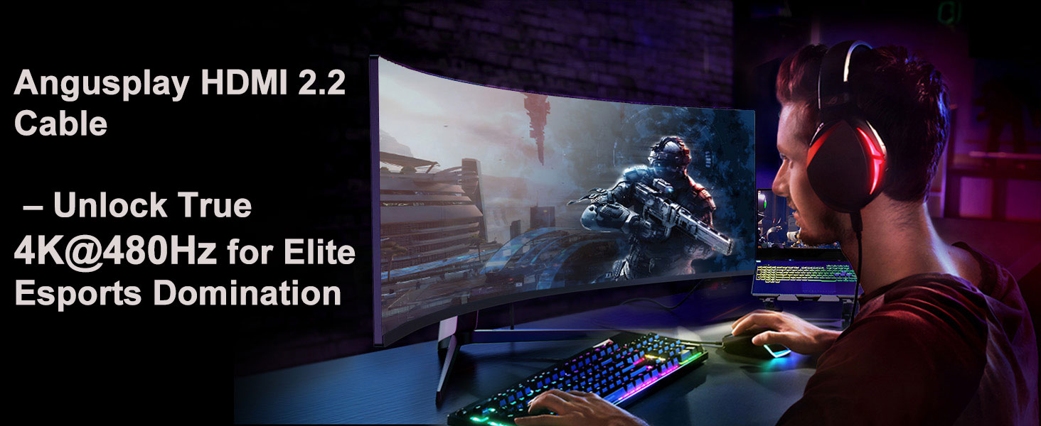 HDMI 2.1 Кабель 1м, 16K HDMI, 96Gbit/s, Підтримка 16K 60Hz, 8K 60Hz, 4K 240Hz, сумісний з PS5/4, Fire TV, ноутбук, ПК