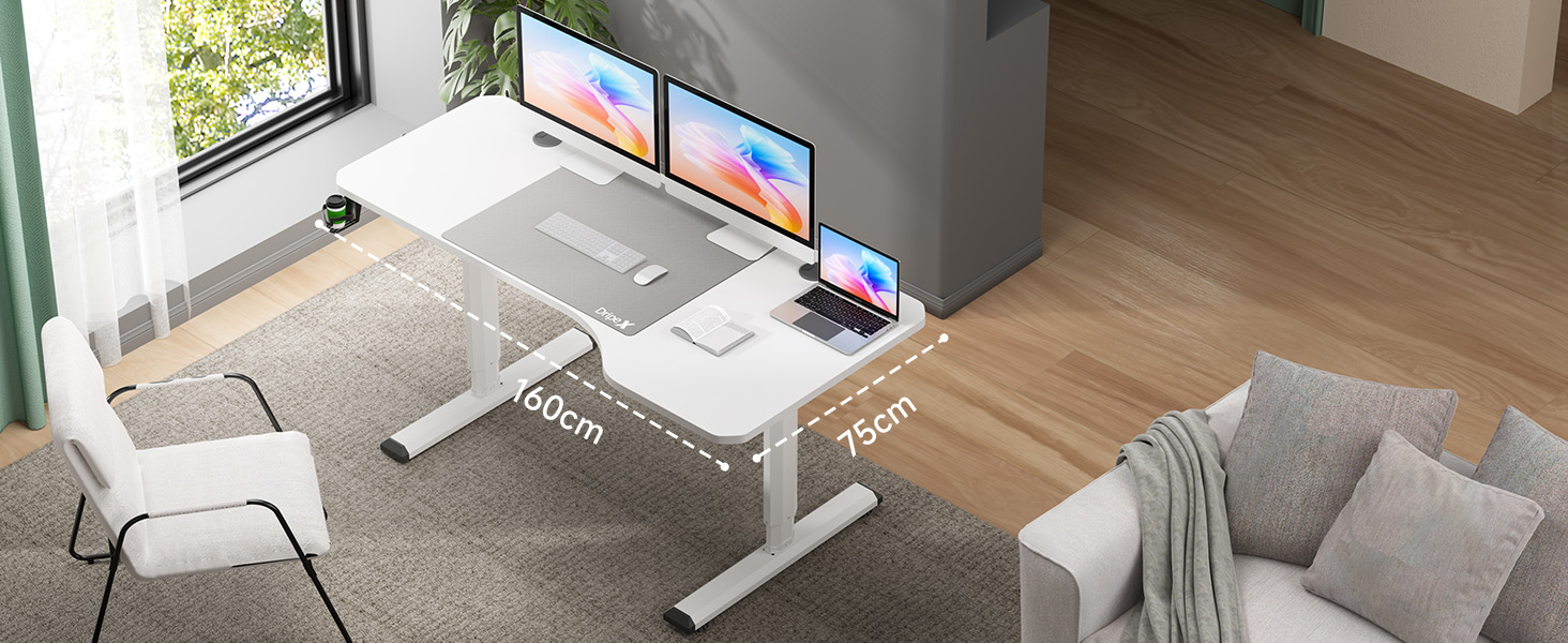 Електричний стіл Dripex з регулюванням висоти, 160x75x(71-117) см, для home office, горіх+чорний