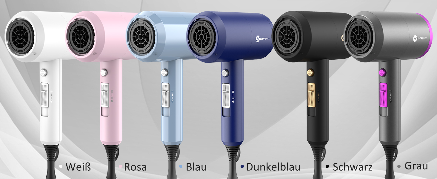 Slopehill 1800W Ionic Hair Dryer with AC Motor - Professional Salon Hair Dryer with 3 Attachments, 3 Temp Settings & Hot/Cold Shot (Violet/Grey)