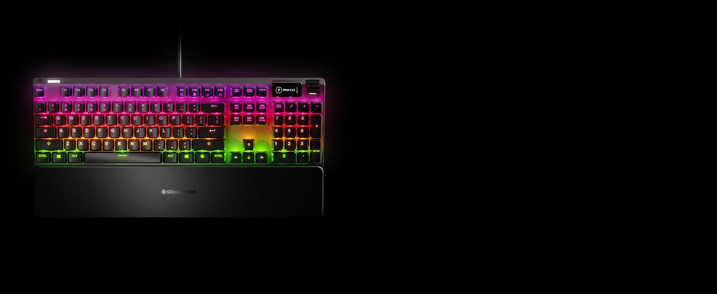 SteelSeries Apex 7 - Механічна ігрова клавіатура з OLED дисплеєм - Червоні перемикачі - Розкладка DE (QWERTZ)