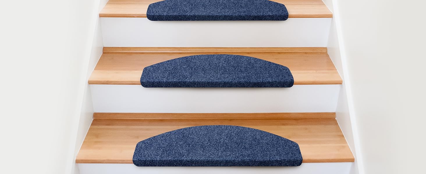 Casa Pura Non-Slip Stair Treads - 15 Piece Set - Adhesive Backed, Round Edge - Indoor Stair Carpet - Anthracite Grey