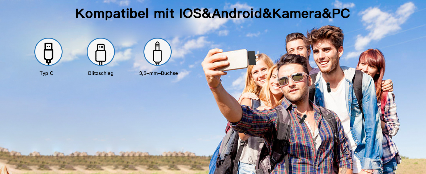 Мікрофон-петличка 3-в-1 для iPhone, Android, камери: бездротовий мікрофон з шумозаглушенням, 45 годин роботи, цифровий дисплей, кейс для зарядки, відеозйомка, стрімінг