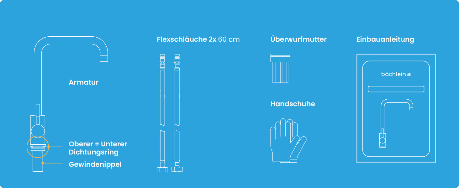 Кухонний змішувач Bächlein Plivo з нержавіючої сталі – одноручний, поворотний вилив, масивний дизайн, для кухні