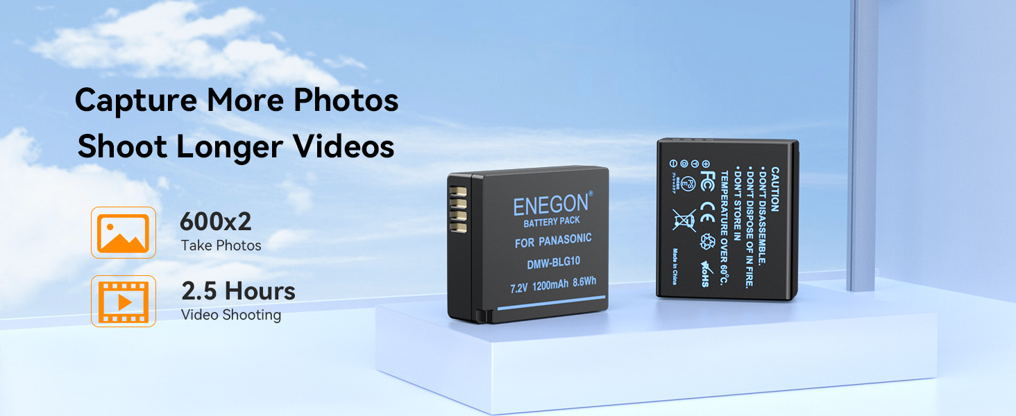 Акумулятор ENEGON DMW-BLE9/DMW-BLG10 для Panasonic Lumix (2 шт.) + USB-C зарядний пристрій з LCD дисплеєм