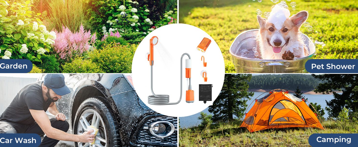 Портативна душова кабіна для кемпінгу Zooma з насосом, для відпочинку на природі, сад, вулиця, акумуляторна