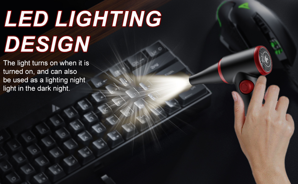 Електричний пилосос для видалення пилу ATENGEUS з регулюванням швидкості, 100500 об/хв, з LED-підсвічуванням, для ноутбуків, ПК, офісних пристроїв, диванів