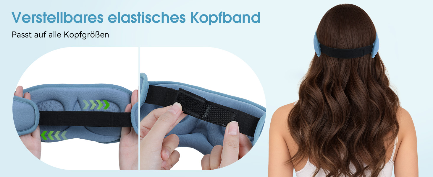 Маска для сну з навушниками LOVE EYE Bluetooth, 3D для зручного сну на боці, бамбукова тканина, чорний/синій (Enzianblau)