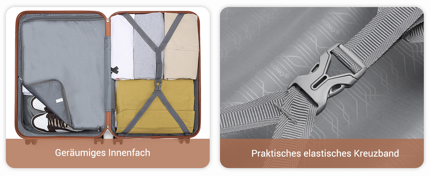 Чемодан-валіза KONO з ABS+PC: легкий, з TSA-замком та 4 колесами, 65 см, кремовий