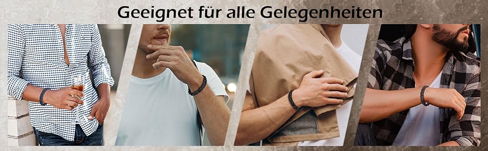 Чоловічий шкіряний браслет преміум-класу, чорний та коричневий, з нержавіючою сталевою застібкою-магнітом, 22 см