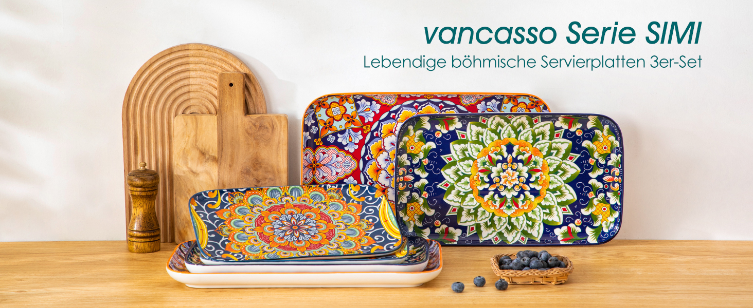 Набір сервірувальних тарілок Vancasso з порцеляни (3 шт.) - сервірувальні, десертні, сніданочні тарілки