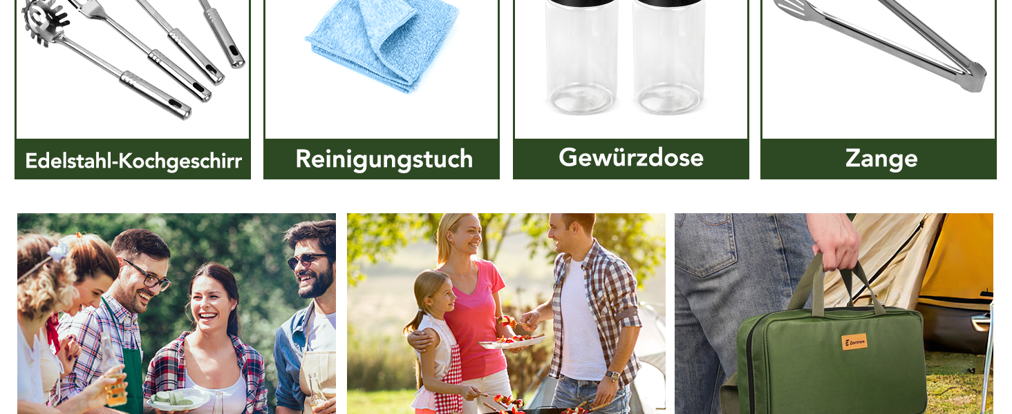 Набір кухонних аксесуарів для кемпінгу Eaststorm з водонепроникною сумкою. Підходить для кемпінгу, альпінізму, походів. Компактний та портативний. Темно-зелений колір.