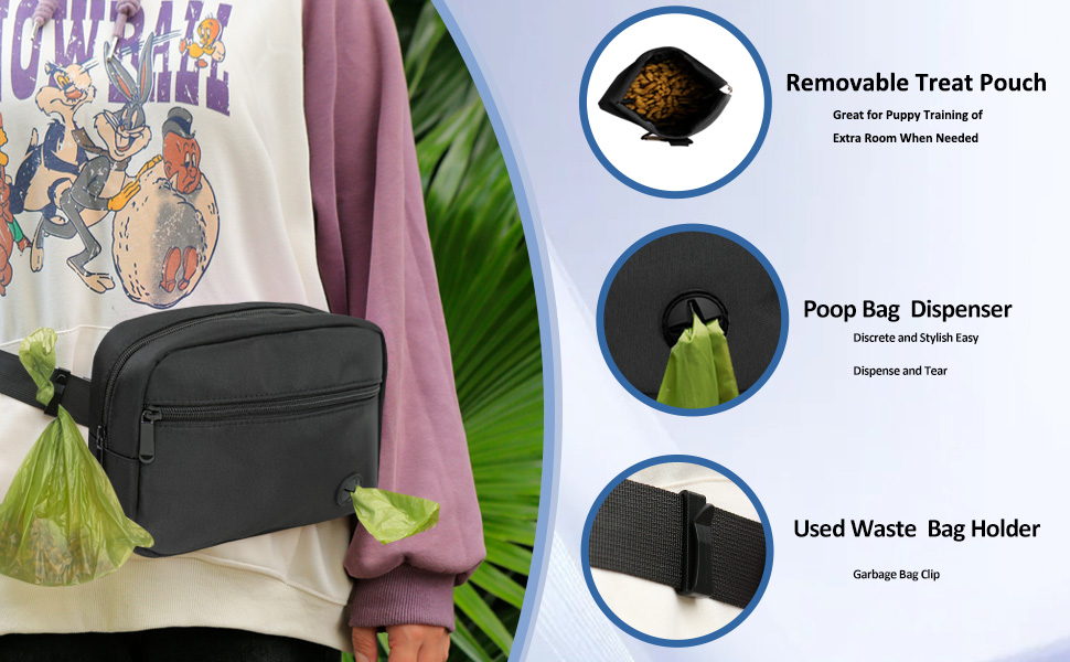 Сумка для собак з карабіном, сумка для тренування цуценят з відділенням для ласощів та тримачем для пакетів для вигулу, зручна сумка для перенесення ласощів для тварин з регульованим поясним ременем (Бежева)