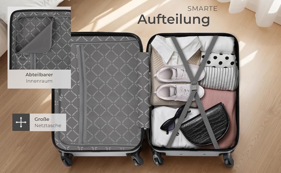 Набір валіз Tectake® 4 шт. з TSA замком, жорсткий корпус, набір валіз-тележок, ABS, 4 колеса, 360° обертання, телескопічна ручка - зелений (срібло)