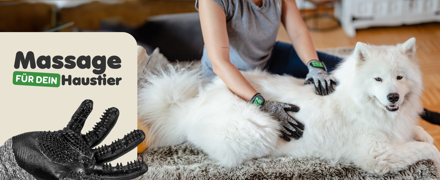 Рукавичка для грумінгу тварин DR Zoo (1 шт, M) - для котів, собак, коней - рукавичка для видалення шерсті, щітка-рукавичка