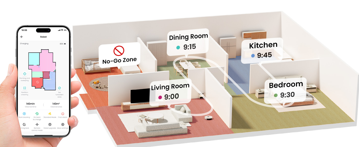 Робот-пилосос LEFANT M2Plus з функцією миття, 6000Pa, LiDAR-навігація, самоочищення, для видалення шерсті тварин, білий