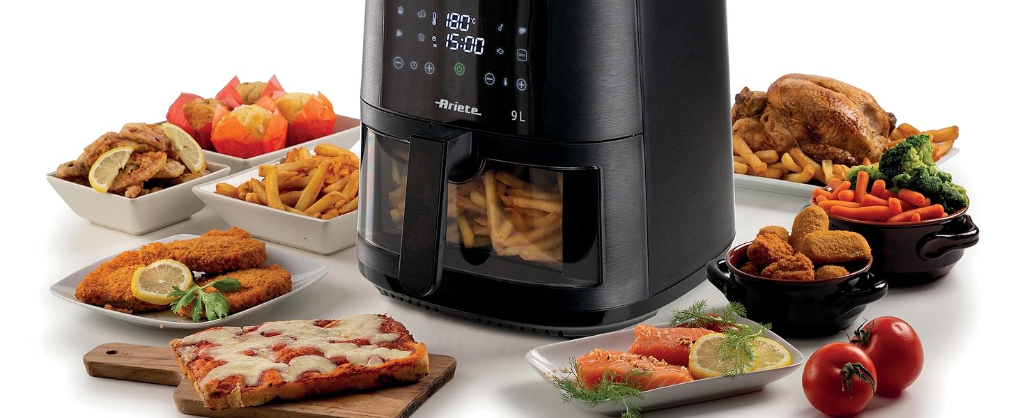 Фритюрниця аерологічна Ariete 4633 4L, 1400 Вт, 9 програм, чорна