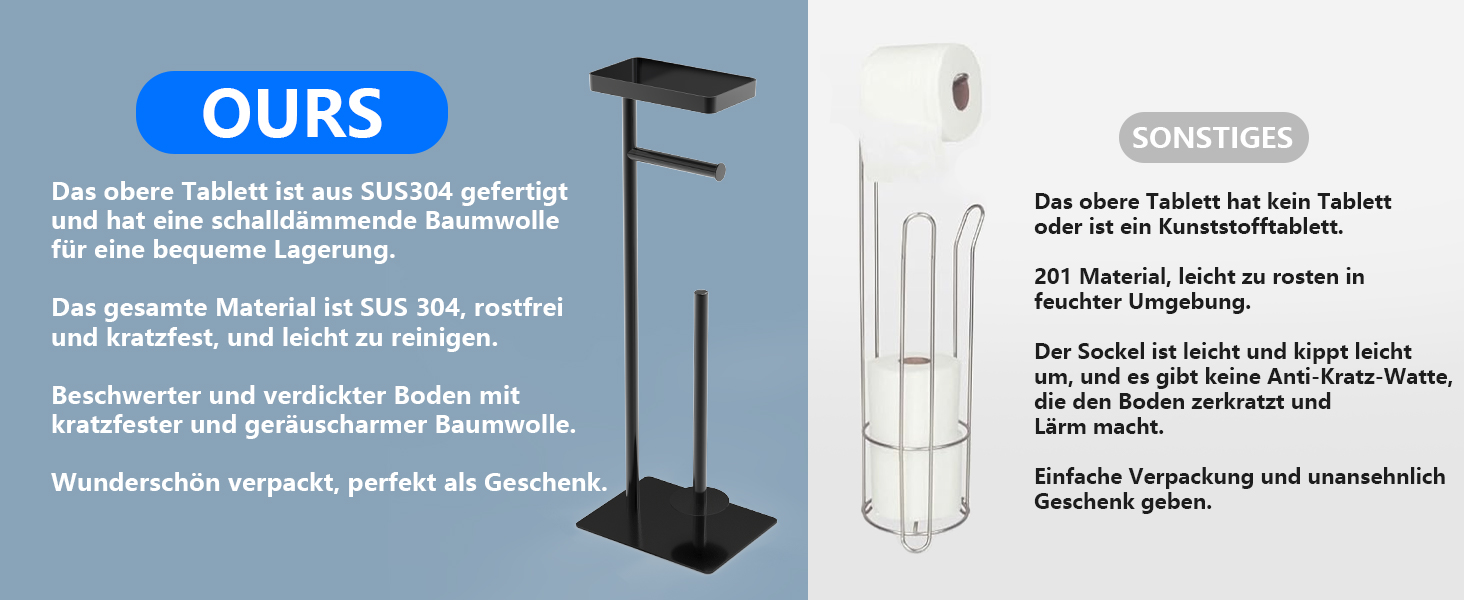 Підставка для туалетного паперу настільна з боксом для вологих серветок, з нержавіючої сталі, чорна матова