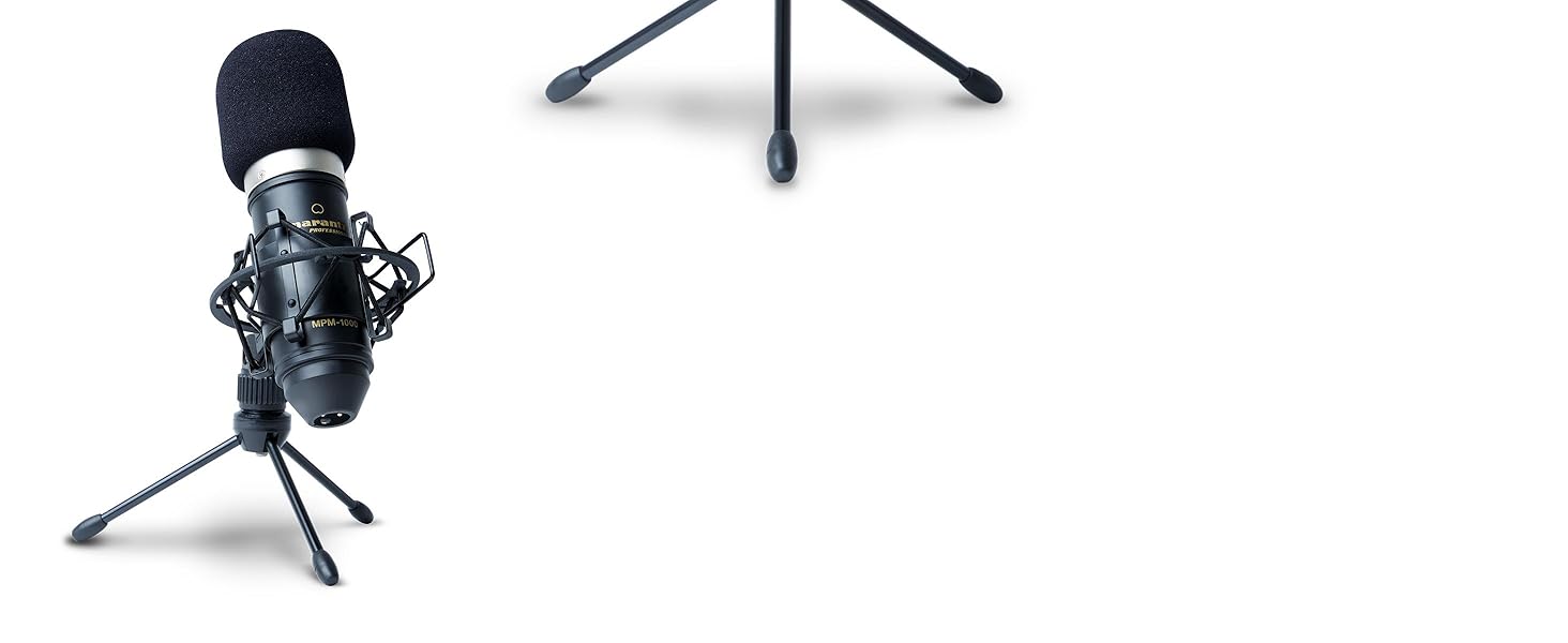 Мarantz Professional MPM1000 - XLR конденсаторний мікрофон з поп-фільтром, підвісом, штативом та XLR кабелем для дому/студії
