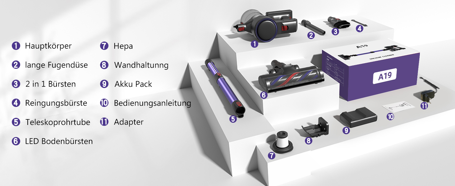 Бездротовий пилосос Authmic 45000Pa з акумулятором, сенсорний екран, HEPA фільтр H13, 50 хвилин роботи, антизаплутувальна щітка, для твердих поверхонь, килимів та шерсті тварин