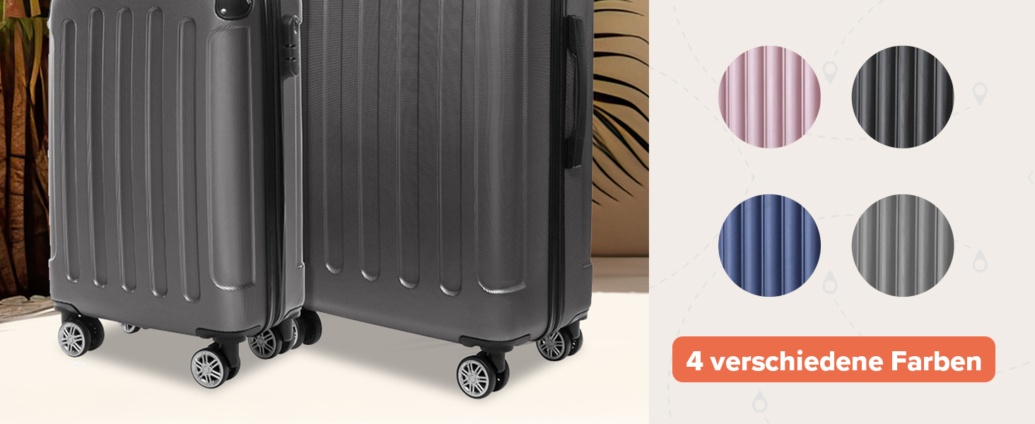 Валіза ручної поклажі TRVLMORE 54x36x20 см - жорсткий корпус, з колесами, сірий (2 шт. у наборі)