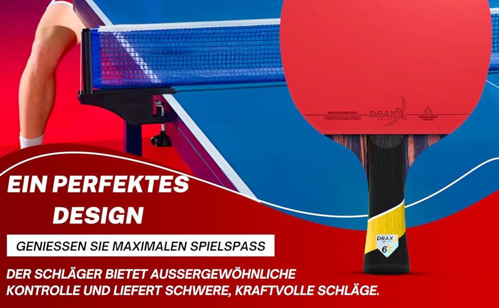 Стіл тенісний набір DRAXX SPORTS Carbon | 6 зірок | Швидкий, Сильний, Точний | Офенсивна швидкість | Посилена захисна обкладинка | Професійний набір для настільного тенісу