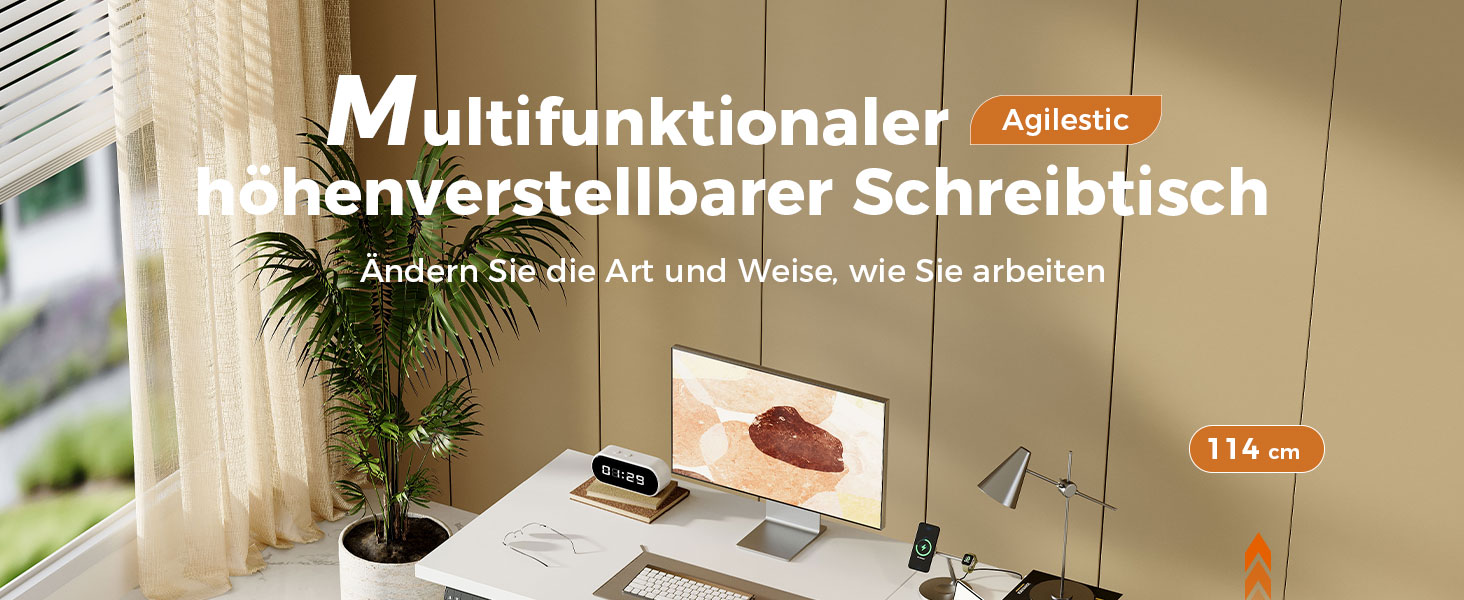 Електричний столик для роботи Agilestic L-подібної форми 150 см, регульована висота, для дому та офісу, ергономічний, зі з'єднуваною панеллю, світло-коричневий (150 x 90 см)