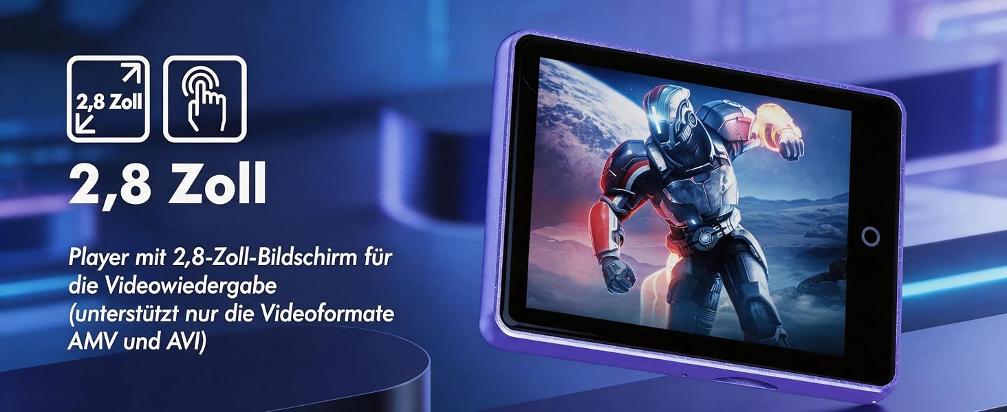 Дитячий MP3-плеєр з Bluetooth 5.3, вбудованим динаміком та сенсорним екраном 2.8
