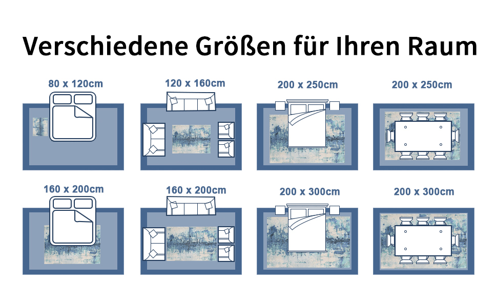 Килим з коротким ворсом для вітальні: абстрактний дизайн, великий, м'який, неслизький, сірий, 120x160 см, 200x300 см, блакитний