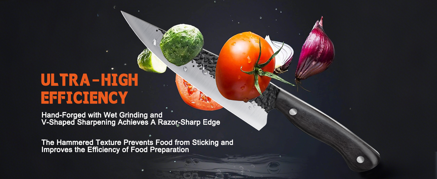 Ніж Santoku Purple Dragon професійний шеф-ніж з високоякісної вуглецевої сталі, 16.8 см (3 шт.)