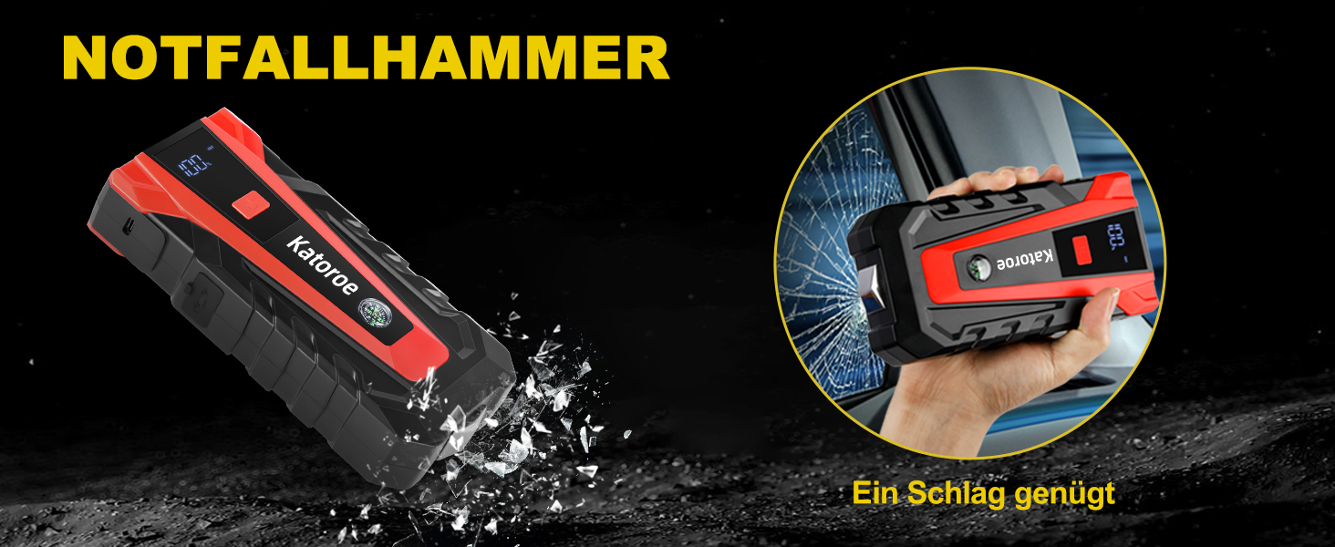 Powerbank Starthilfe 4000A: Зарядний пристрій для авто, SUV та мотоциклів з LED ліхтариком. Підходить для бензинових двигунів до 9.0L та дизельних до 7.0L