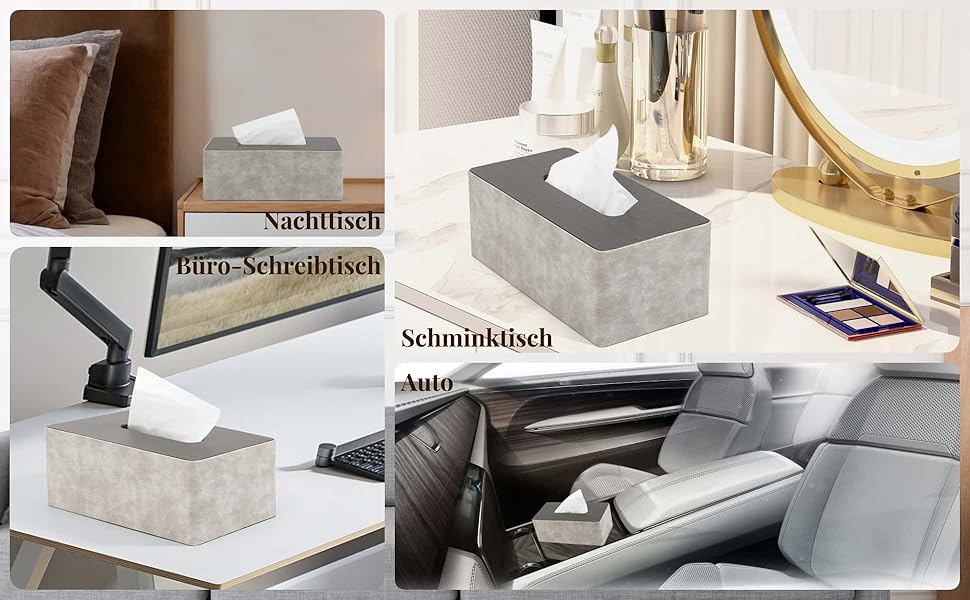 Скляниця для серветок з дерева та металу, 24x12x9 см, сіра, для дому, ванної кімнати, офісу