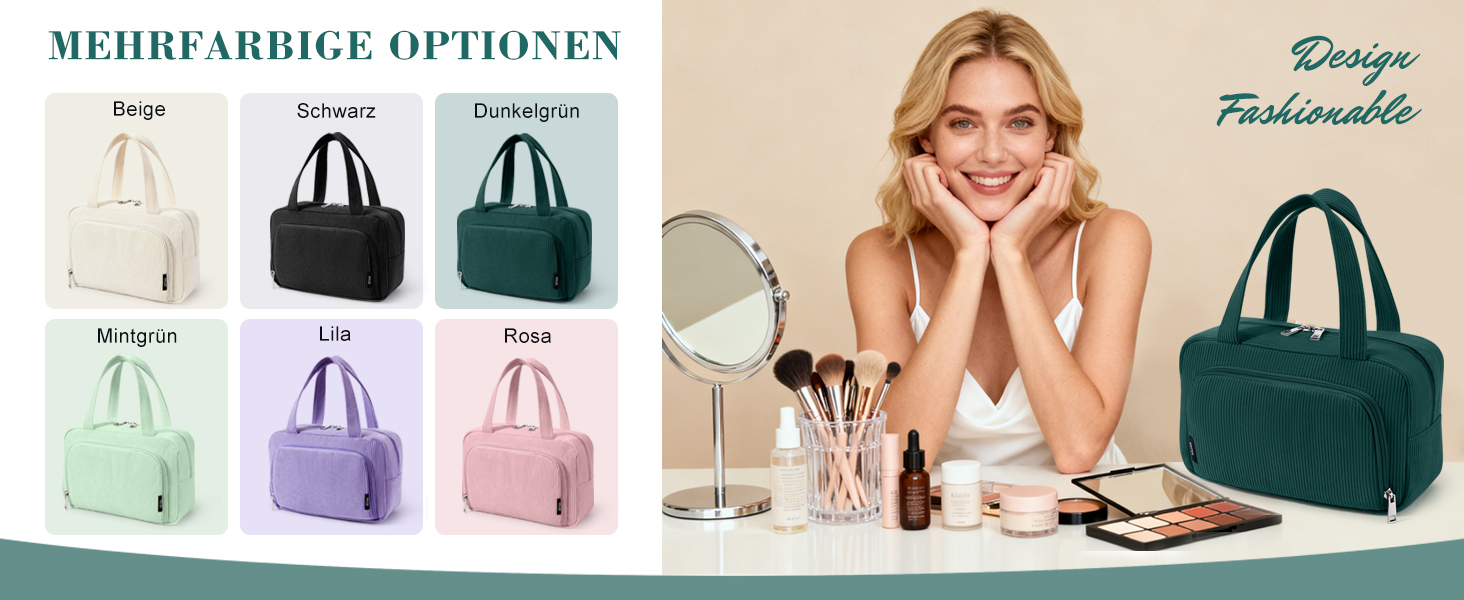 Косметичка жіноча Kalidi з відділеннями та щілинами для пензлів, велика органайзер для макіяжу, дорожня косметичка, валізка, темно-зелена