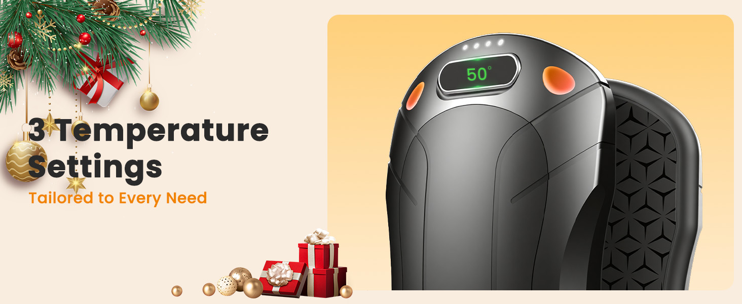 Електричний підігрівач для рук 2 шт. з регулюванням температури (45°C, 50°C, 55°C), 5000mAh, магнітний, компактний, чорний