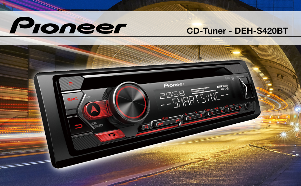 Автомагнітола Pioneer DEH-S420BT 1-DIN з CD-програвачем, Bluetooth, USB, AUX, MP3, RDS, еквалайзером, підтримкою iPod та додатком Smart Sync