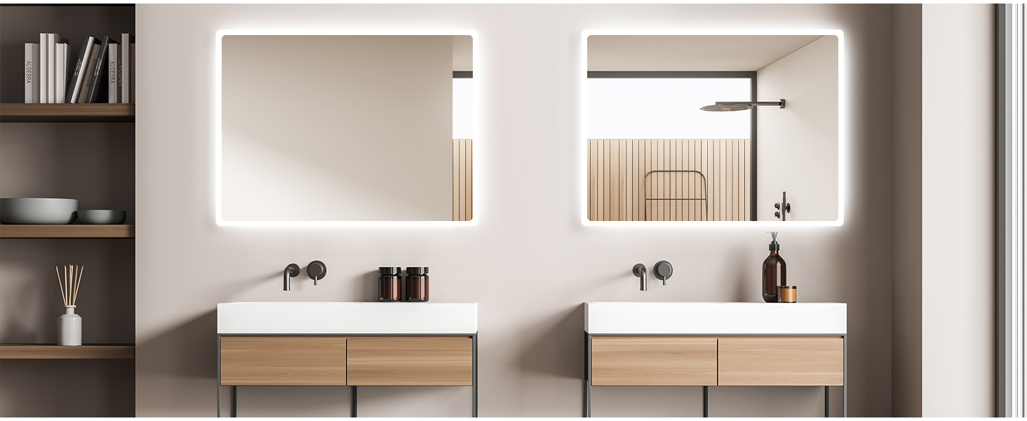 Дзеркало для ванної кімнати SONNI з підсвічуванням 60x40 см, LED, IP44, біле